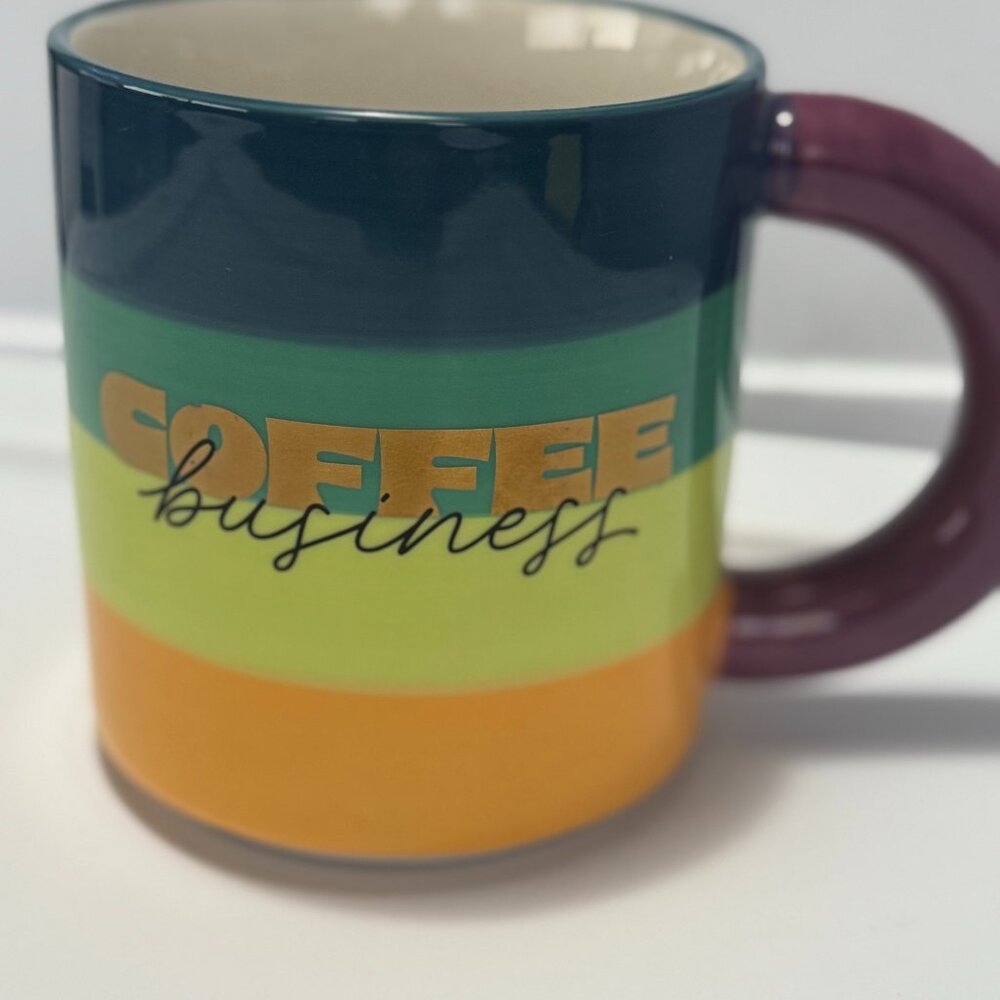 Set of 4 - Tabitha Brown large rainbow "Coffee Business" mugs